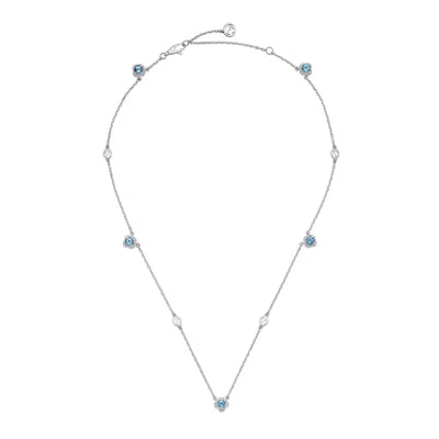 Gucci Blue Topaz GG Station Necklace in 18K White Gold