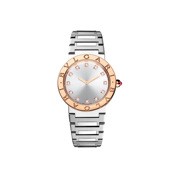 33mm Stainless Steel and Rose Gold Diamond Ladies Watch display picture 1