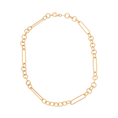 16in Trendy Mixed Link Chain Necklace in 14K Yellow Gold