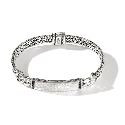 Sterling Silver Sapphire Spinel ID Chain Bracelet