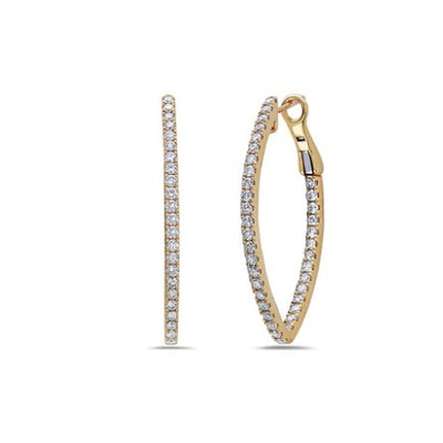 18K Yellow Gold Diamond Hoop Earrings