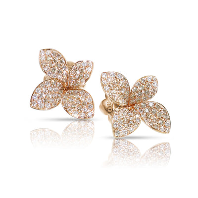 18K Rose Gold Flower Diamond Earrings