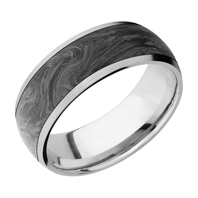 Men's Carbon Fiber Inlaid Cobalt Chrome Domed Band