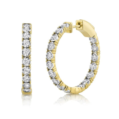Round Diamond Hoop Earring in 14K Yellow Gold