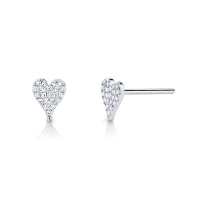 14k Gold Heart Earrings with Pave Diamonds