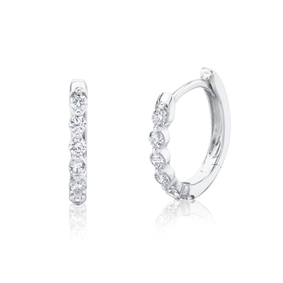 Diamond Oval Huggie Earrings in 14k White Gold
