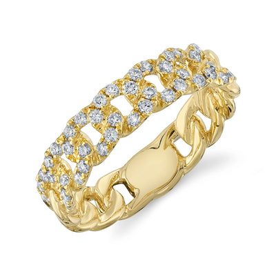 14K White Gold Diamond Chain Link Ring