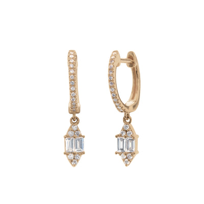 14K Yellow Gold Diamond and Diamond  Earrings