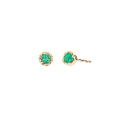 14K Yellow Gold Emerald Earrings
