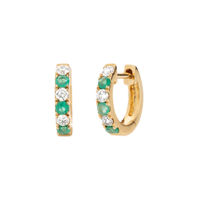 14K Yellow Gold Emerald and Diamond Earrings