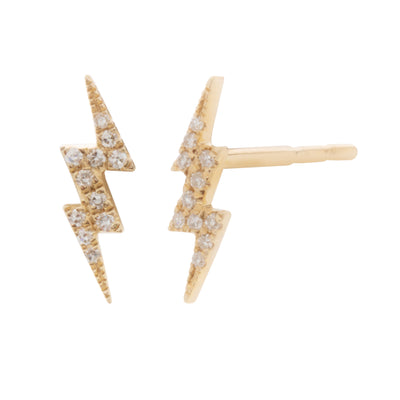 Diamond Lightening Bolt Stud Earrings in 14K Yellow Gold