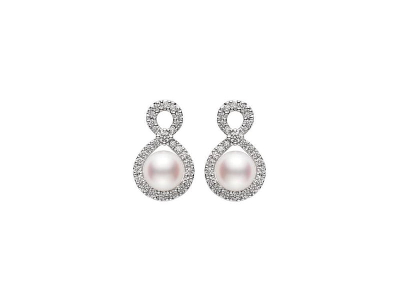 Pearl and Diamond Infinity Drop Earrings Cherish Collection