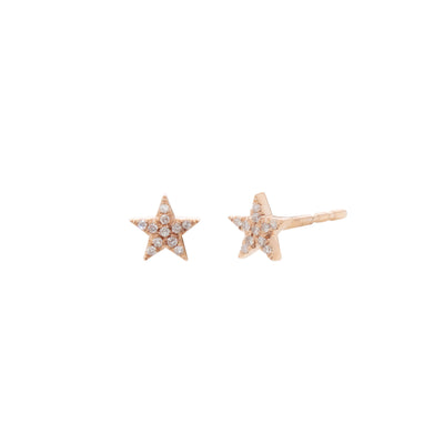 Diamond Star Stud Earrings in 14K Rose Gold