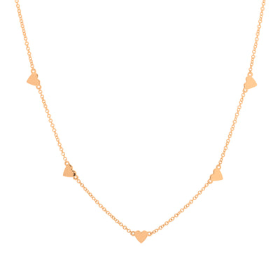 Stationed Heart Necklace in 14K Yellow Gold