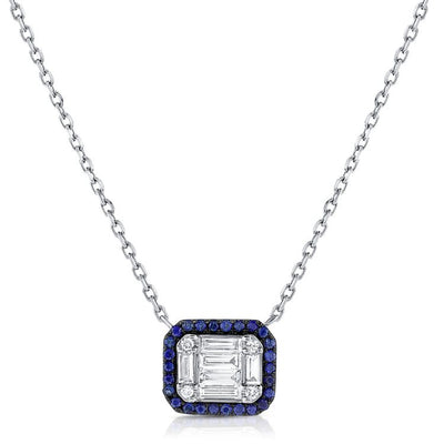 14K GOLD SAPPHIRE AND DIAMOND NECKLACE