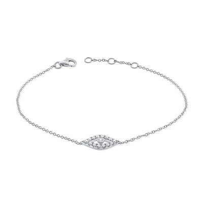 Diamond Evil Eye Bracelet in 14k White Gold, 0.22cttw