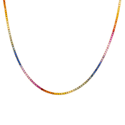 Rainbow Sapphire Eternity Necklace in 18K Rose Gold