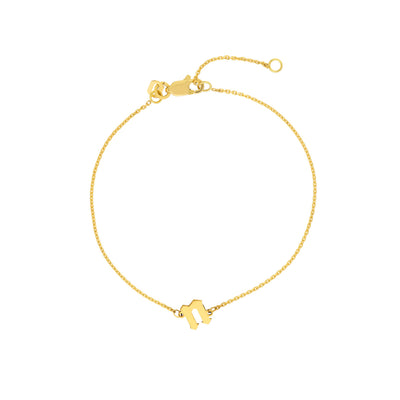 "N" Gothic Initial Bracelet in 14K Yellow Gold