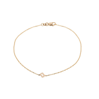 "A" Gothic Initial Bracelet in 14K Yellow Gold