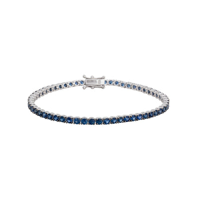 Blue Sapphire Eternity Bracelet in 18K White Gold
