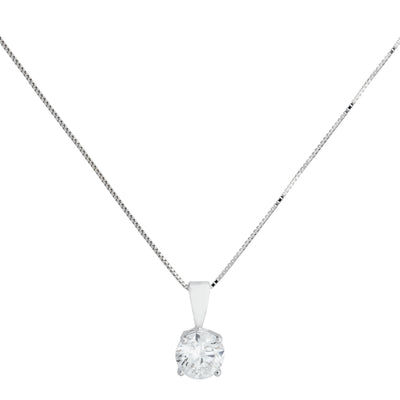 0.75 cttw. Lab Grown Diamond Pendant on 18” Chain in 14K White Gold