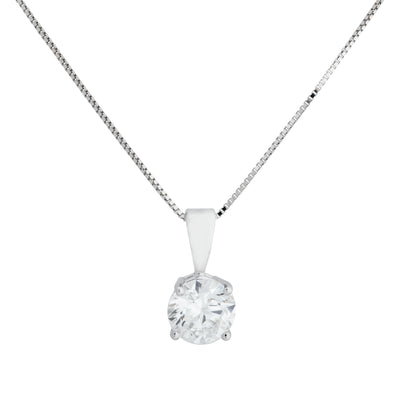 0.75 cttw. Lab Grown Diamond Pendant on 18” Chain in 14K White Gold