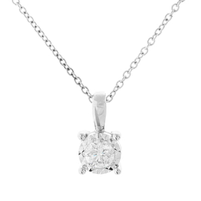 14K White Gold Solitaire Pendant