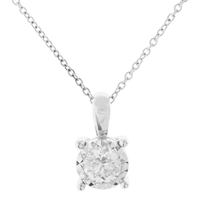 14K WHITE GOLD SOLITAIRE DIAMOND PENDANT