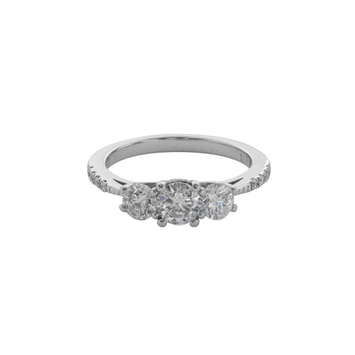 Pavé Triple Diamond Engagement Ring in 14K White Gold, 1.10cttw