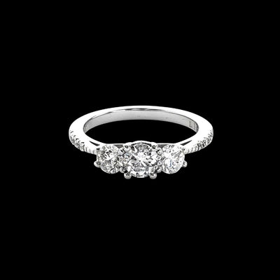 Tapper's Estate Collection | 14K White Gold Pavé Triple Diamond Engagement Ring, 1.10cttw