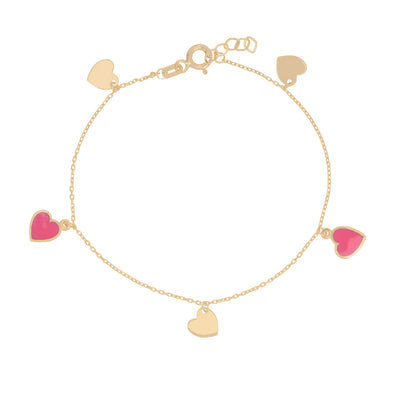 18K Yellow Gold Heart Bracelet