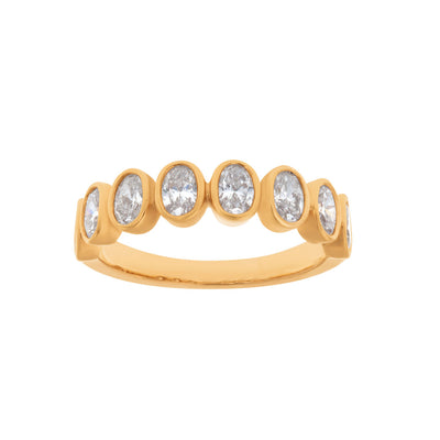 Oval-Cut Diamond Bezel Ring in 18K Rose Gold, Size 6.5