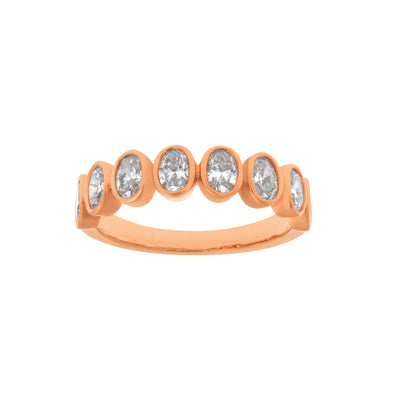 Oval-Cut Diamond Bezel Ring in 18K Rose Gold, Size 6.5