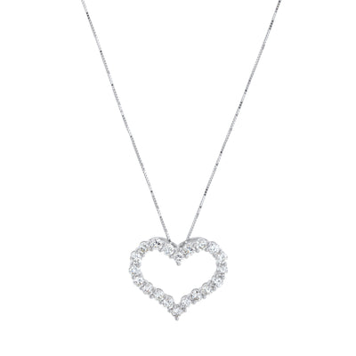 18" Diamond Open Heart Necklace in 14K White Gold