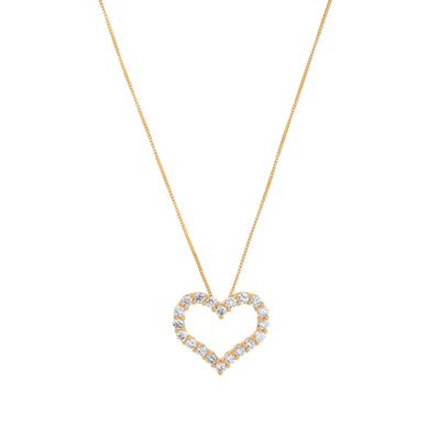 18" Open Diamond Heart Necklace in 14K Yellow Gold