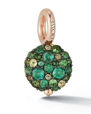 18K Rose Gold Emerald and Tsavorite  Charm