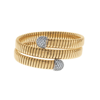 Diamond Accent Coiled Wrap Bracelet in 18K Yellow and White Gold