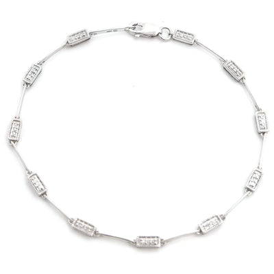 Stationed Rectangle Diamond Bracelet in Sterling Silver