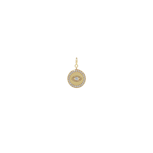 14K Yellow Gold Pave Diamond Evil Eye Charm