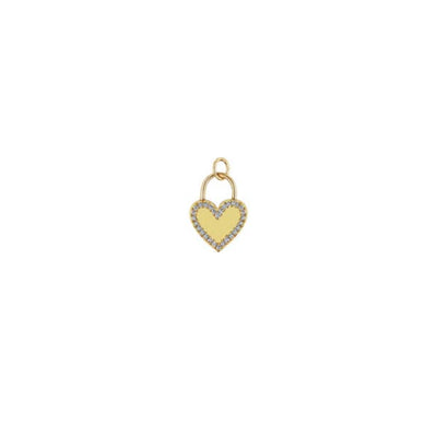 Diamond Heart Padlock Pendant in 14K Yellow Gold