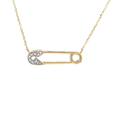 Stationed Paperclip Pendant with Diamond Accent 18IN Necklace in 14K Yellow Gold