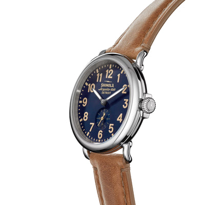 41MM Runwell Sub Second with Navy Dial and British Tan Leather Strap