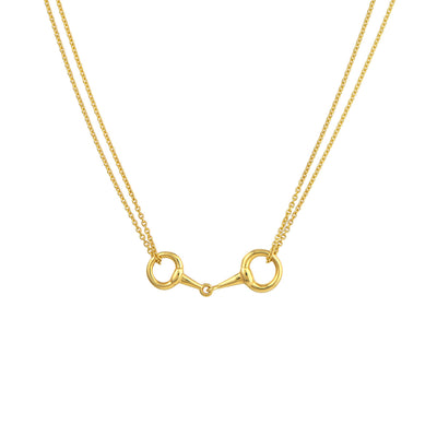 14K Yellow Gold Double Strand Circle Pendant Necklace