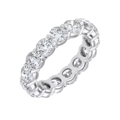 Round Diamond Shared Prong Eternity Band in 18K White Gold, 4.85cttw