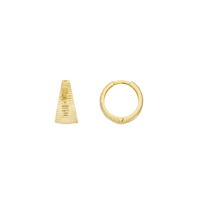 14K GOLD D/C TAPERED REVERSIBLEHOOP EARRINGS