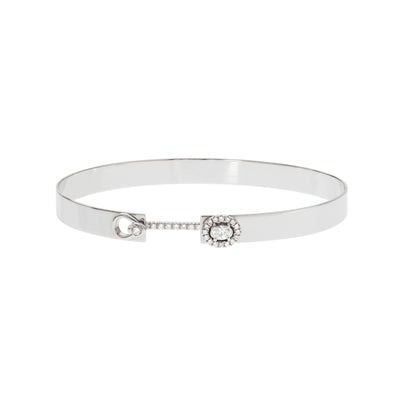 Bangle Size Medium with Oval Diamond and 25 Round Diamonds in 18K White Gold