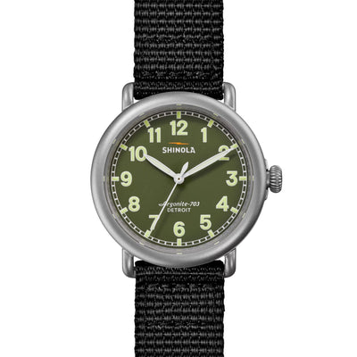 41MM Runwell Field Watch with Ulitiarial Green Dial and Black Nylon Strap