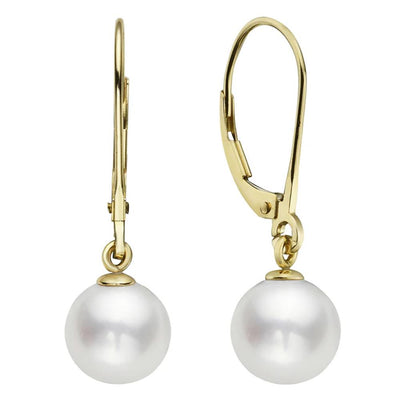 14K Yellow Gold Freshwater Pearl Drop Earrings