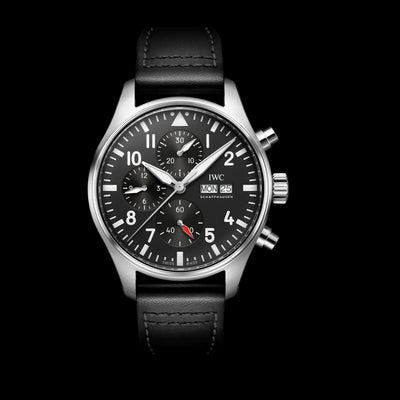 Pilot Chronograph Stainless Steel, Black Dial Watch | 43MM | IW378001