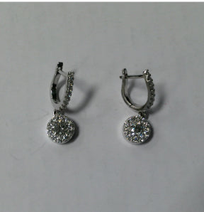 ESTATE 1.15CTTW 38 RND HEARTS ON FIRE DIA 18KW DROP EARRINGS